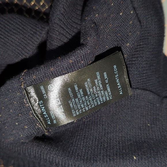 All Saints Trelone Jumper Dress with Metallic Dimond Mesh Applique size 4 - Picture 5 of 6